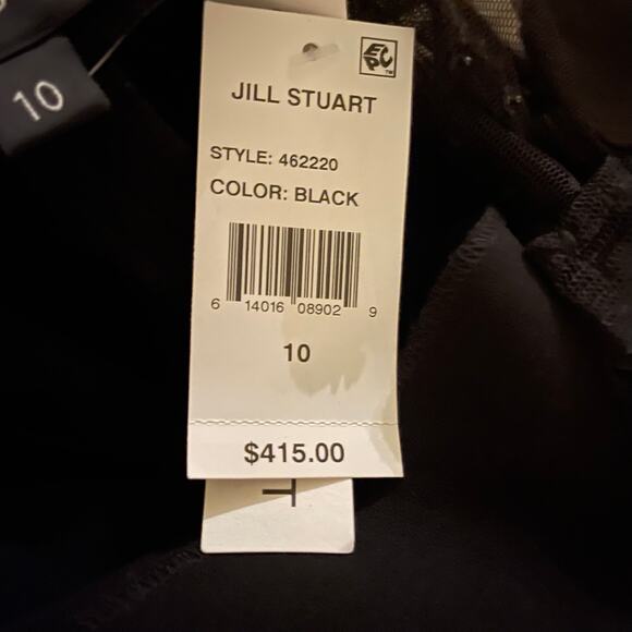 NEW Jill Jill Stuart Women's Black Dotted Mesh Crepe Trumpet Gown Dress Sz 10 - Picture 7 of 11